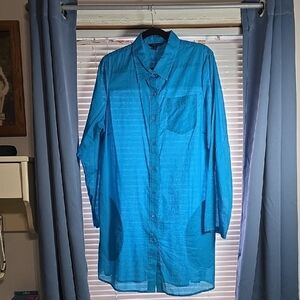 Lands' End Blue Lightweight Shirt Jacket
